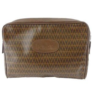 Mario Valentino Clutch Bag Logo PVC ?~ Leather Authentic Used H828